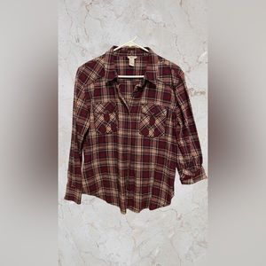 Women's Flannel Plaid Button Down Shirt Casual Blouses